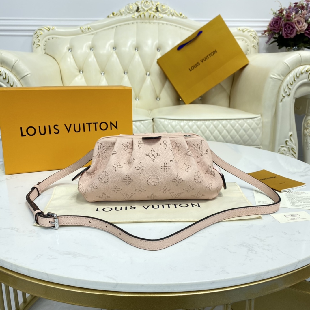 Louis Vuitton SCALA MINI POUCH Handbag Monogram Mahina M80092 Magnolia Pink